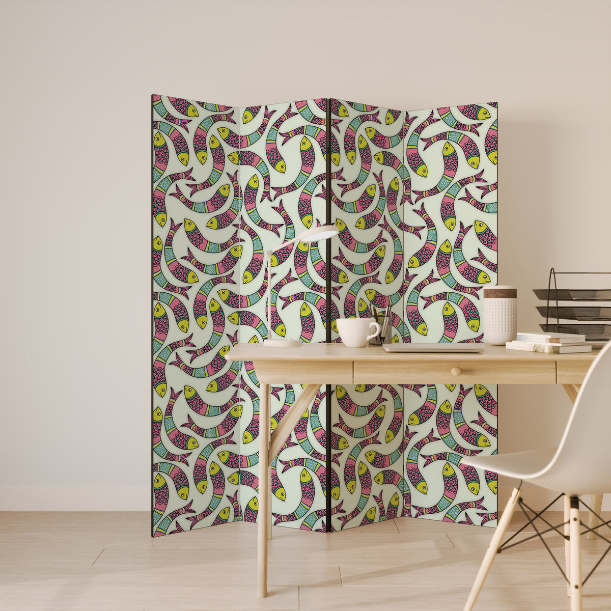 INDIAN FISH 4-Panel Room Divider