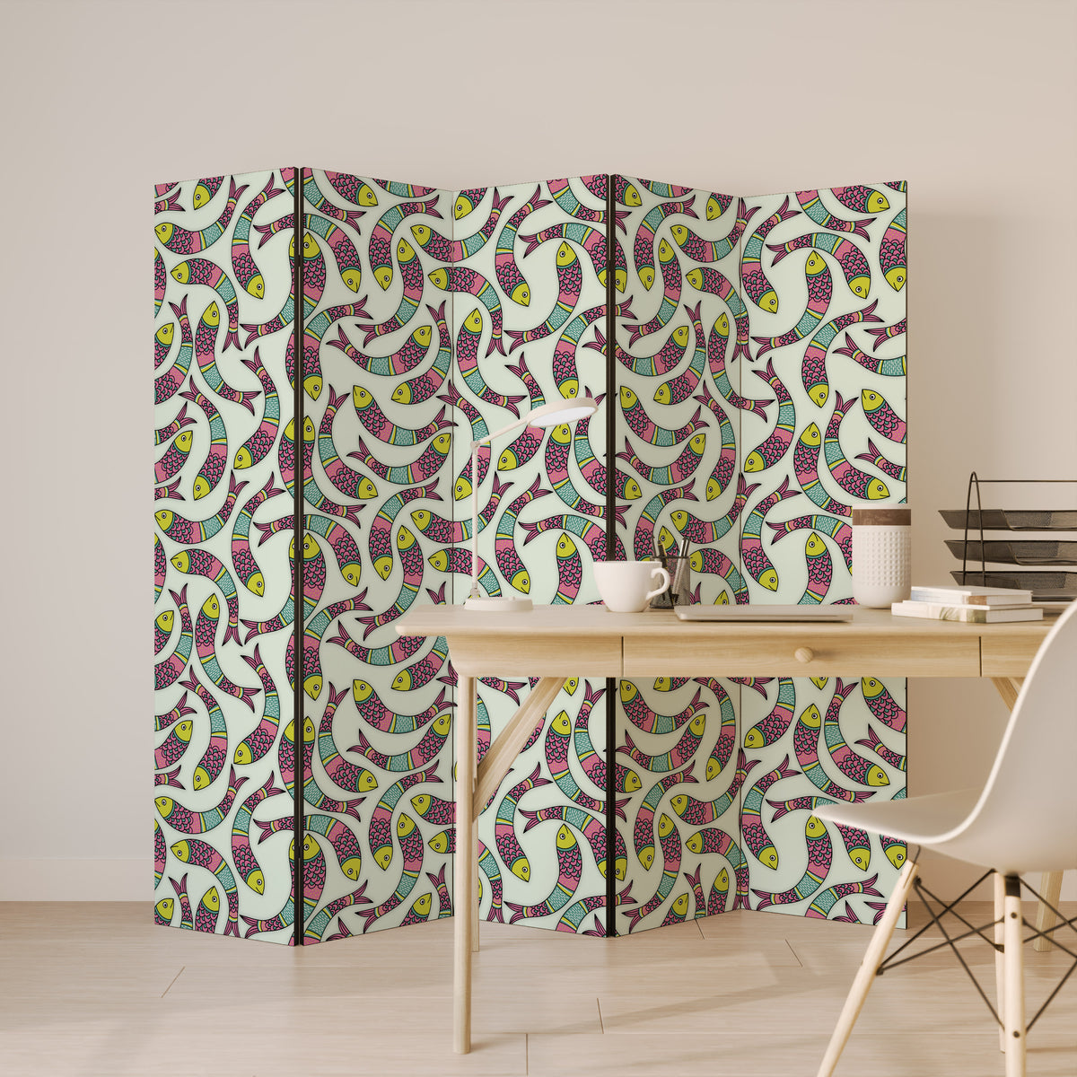 INDIAN FISH 5-Panel Room Divider