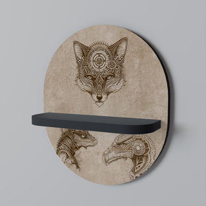 STEAMPUNK TRIO Oval konsthylla i svart finish