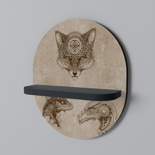 STEAMPUNK TRIO Oval konsthylla i svart finish
