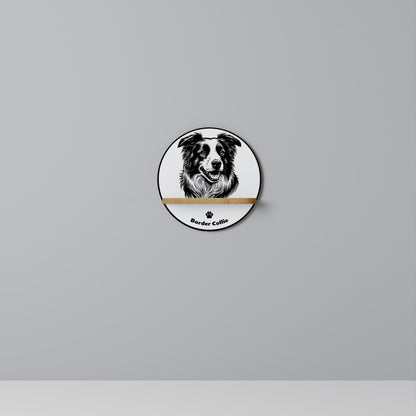 BORDER COLLIE Rund Konsthylla I Ekeffekt