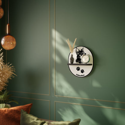 CHIHUAHUA DOG Oval Art Shelf In Black Finish