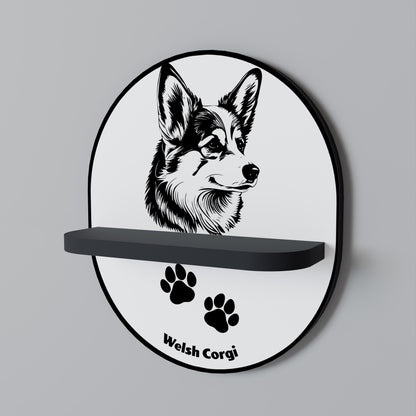 WELSH CORGI PEMBROKE Oval Art Shelf In Black Finish