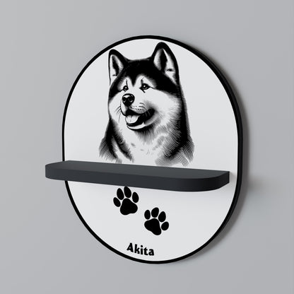 AKITA DOG Oval konsthylla i svart finish