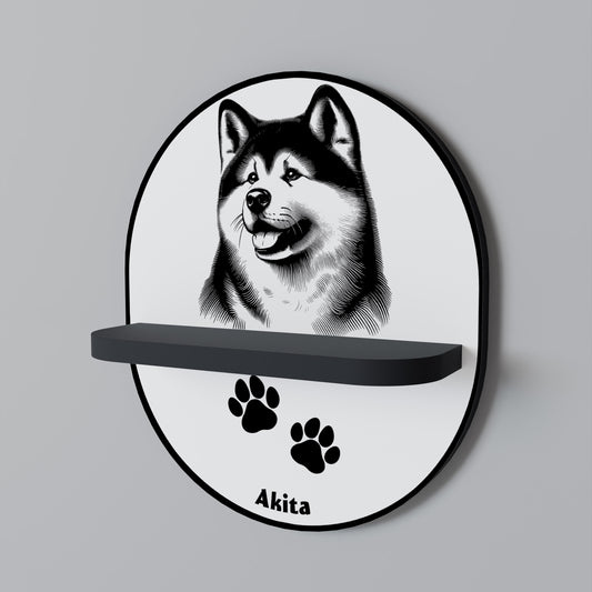 AKITA DOG Oval konsthylla i svart finish
