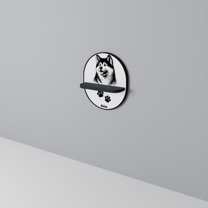 AKITA DOG Oval konsthylla i svart finish