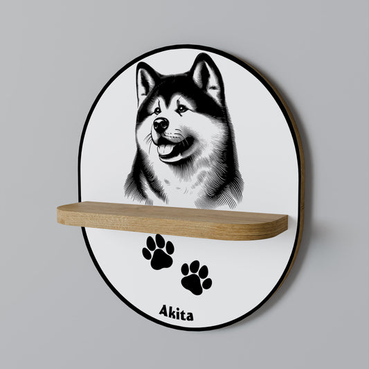 AKITA DOG Oval konsthylla i ekeffekt