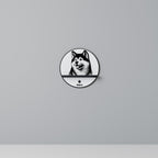 AKITA DOG Round Art Shelf In Black Finish