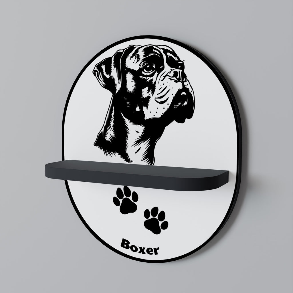 BOXER DOG Oval konsthylla i svart finish