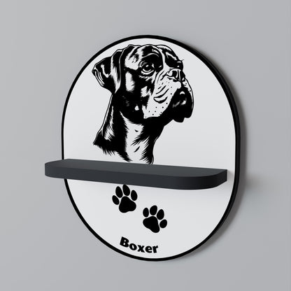 BOXER DOG Oval konsthylla i svart finish