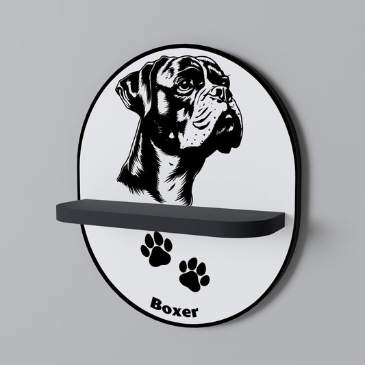 BOXER DOG Oval konsthylla i svart finish