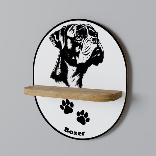 BOXER DOG Oval Art Hylla I Ekeffekt