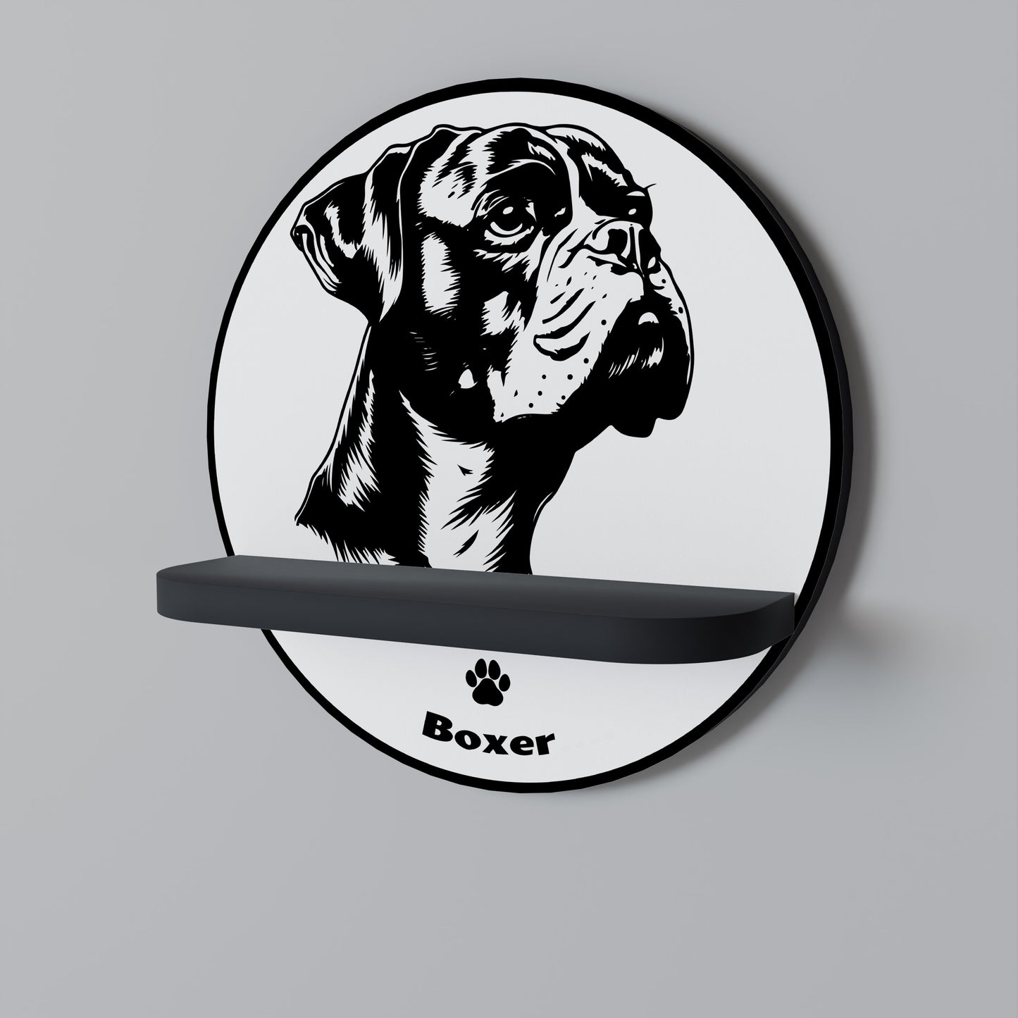 BOXER DOG Rund konsthylla i svart finish