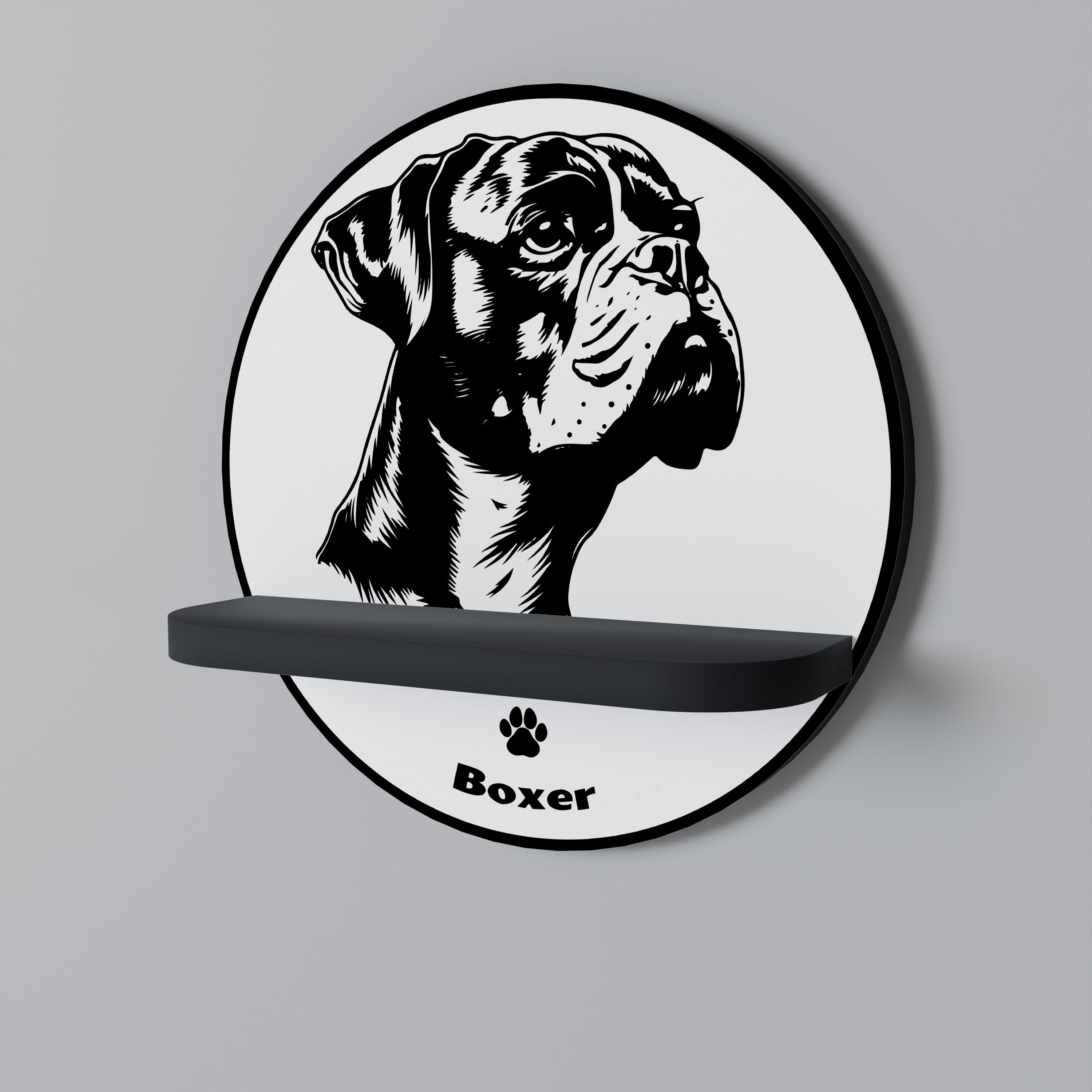 BOXER DOG Rund konsthylla i svart finish