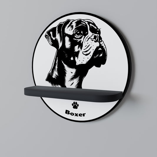 BOXER DOG Rund konsthylla i svart finish