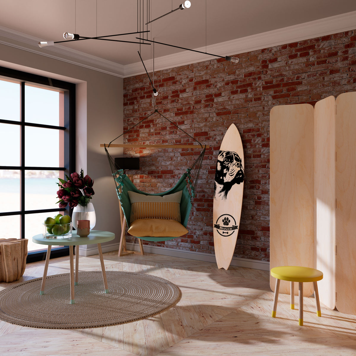 BOXER DOG Surfboard Decorative Panel