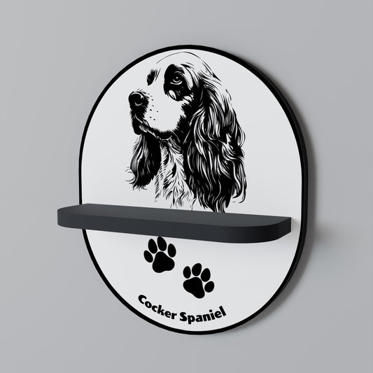 ENGELSK COCKER SPANIEL Oval konsthylla i svart finish
