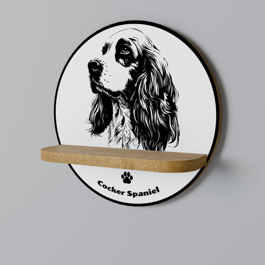 ENGLISH COCKER SPANIEL Round Art Shelf In Oak Effect
