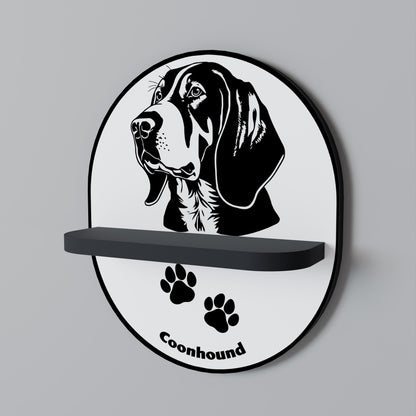 COONHOUND DOG Oval konsthylla i svart finish