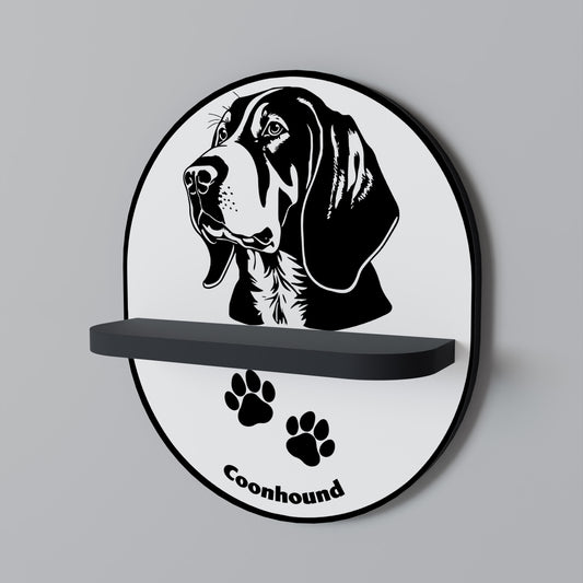 COONHOUND DOG Oval konsthylla i svart finish