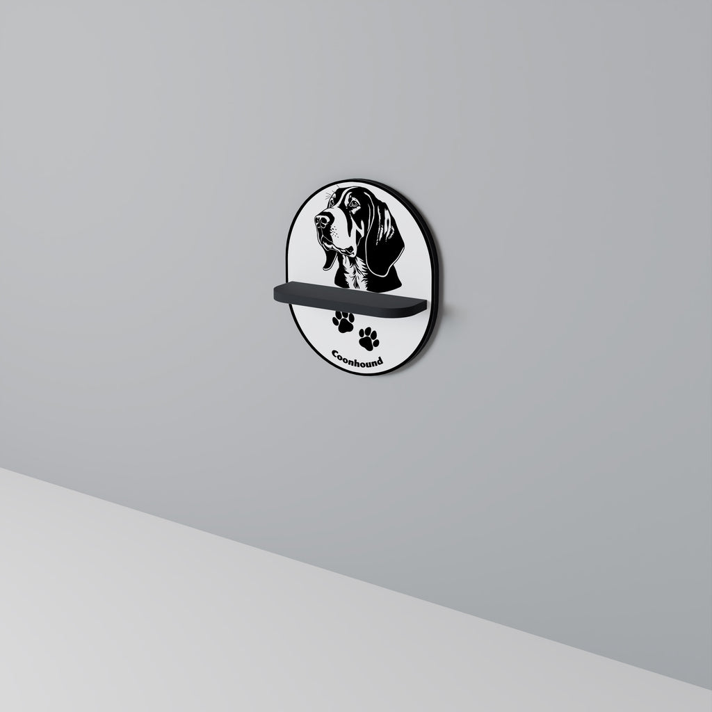 COONHOUND DOG Oval konsthylla i svart finish