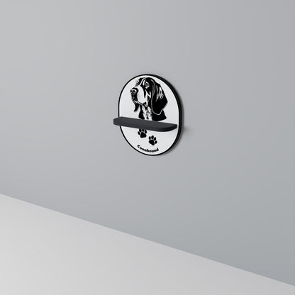 COONHOUND DOG Oval konsthylla i svart finish