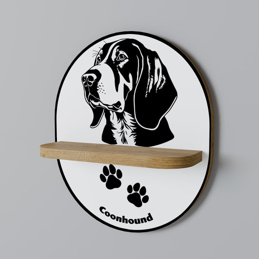 COONHOUND DOG Oval konsthylla i ekeffekt
