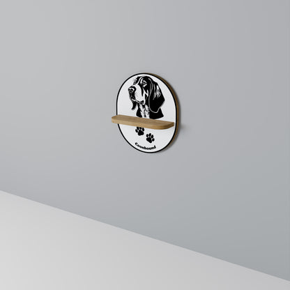 COONHOUND DOG Oval konsthylla i ekeffekt