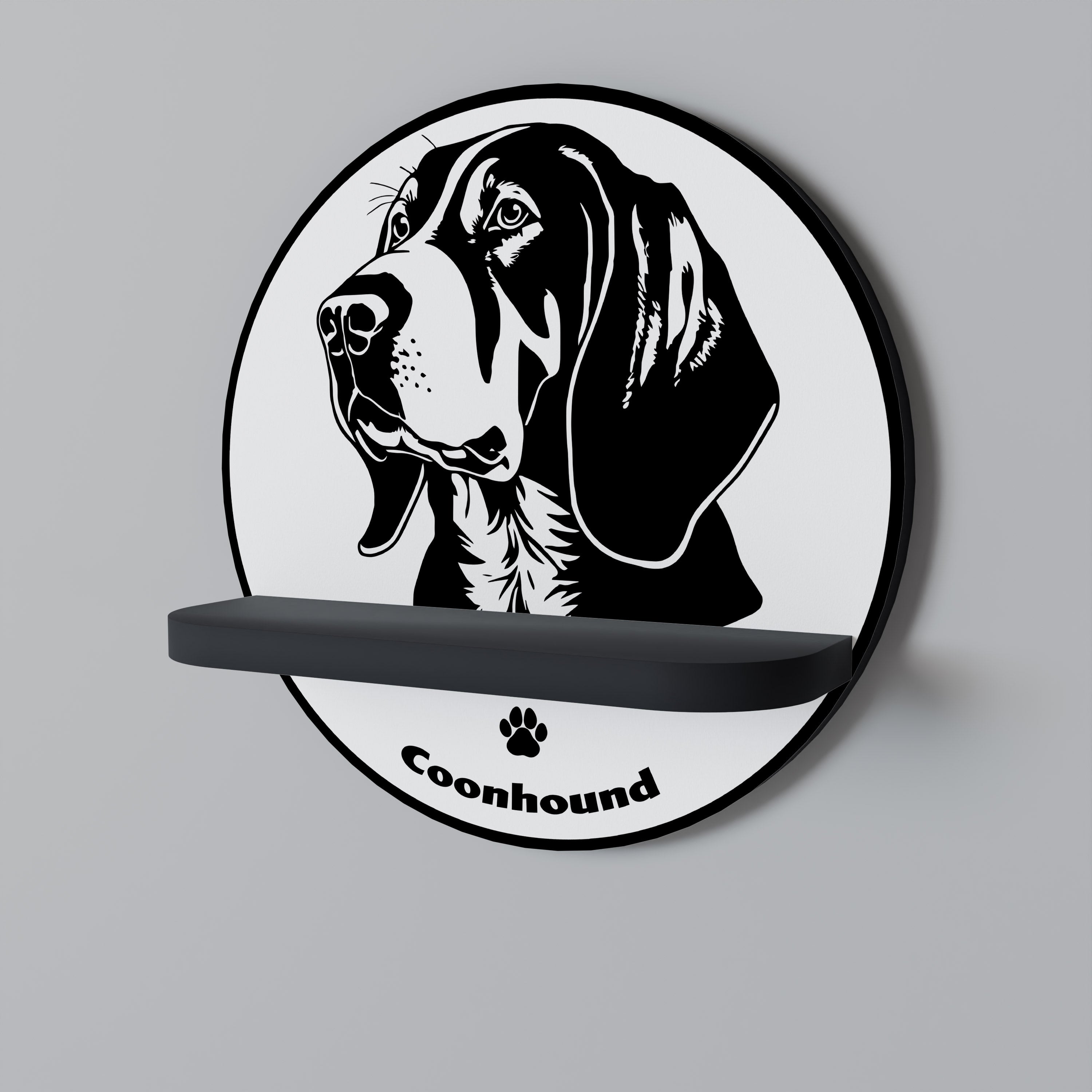 COONHOUND DOG Rund konsthylla i svart finish