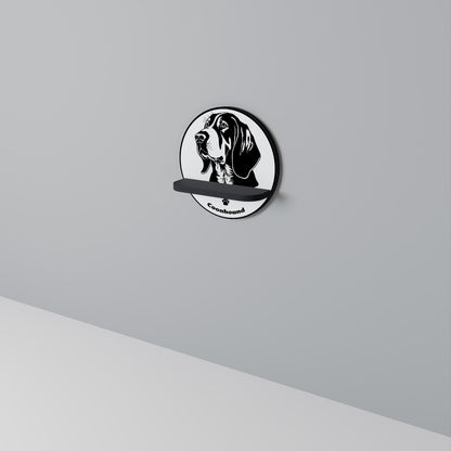COONHOUND DOG Round Art Shelf In Black Finish