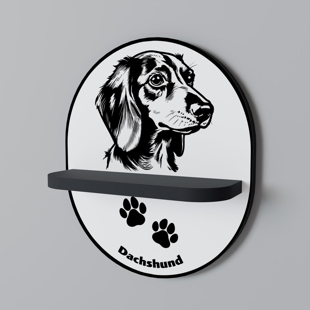 DACHSHUND DOG Oval konsthylla i svart finish