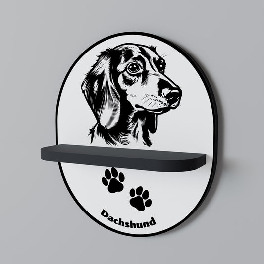 DACHSHUND DOG Oval konsthylla i svart finish