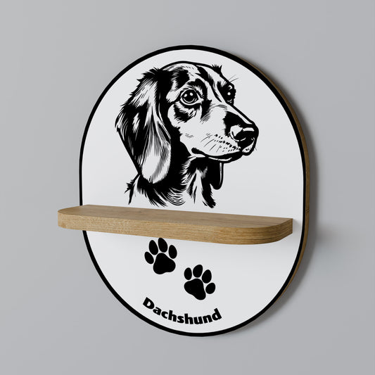 DACHSHUND DOG Oval Art Hylla I Ekeffekt