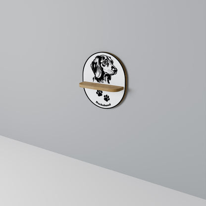 DACHSHUND DOG Oval Art Hylla I Ekeffekt