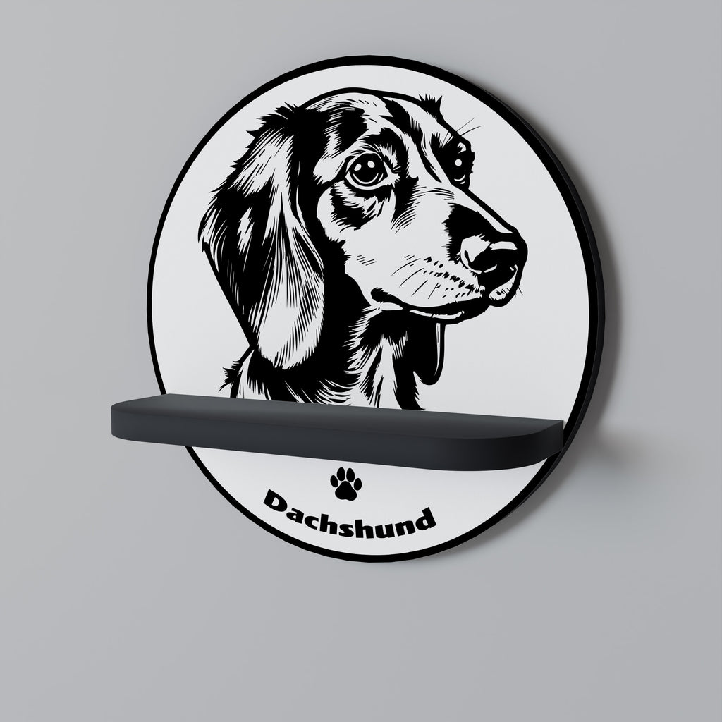 DACHSHUND DOG Rund konsthylla i svart finish