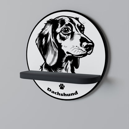 DACHSHUND DOG Rund konsthylla i svart finish