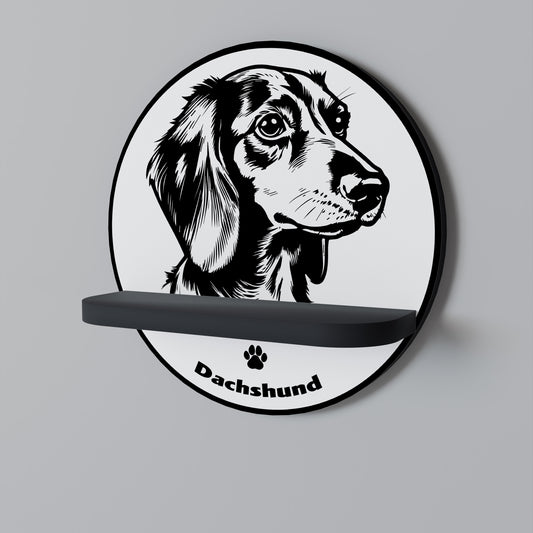 DACHSHUND DOG Rund konsthylla i svart finish