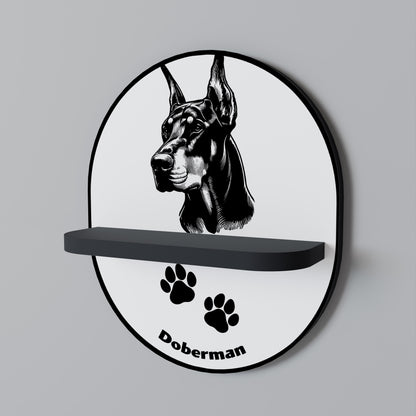 DOBERMAN DOG Oval konsthylla i svart finish