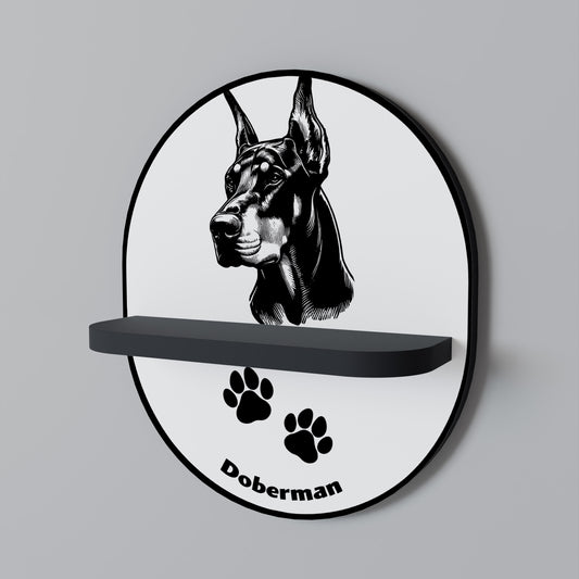 DOBERMAN DOG Oval konsthylla i svart finish
