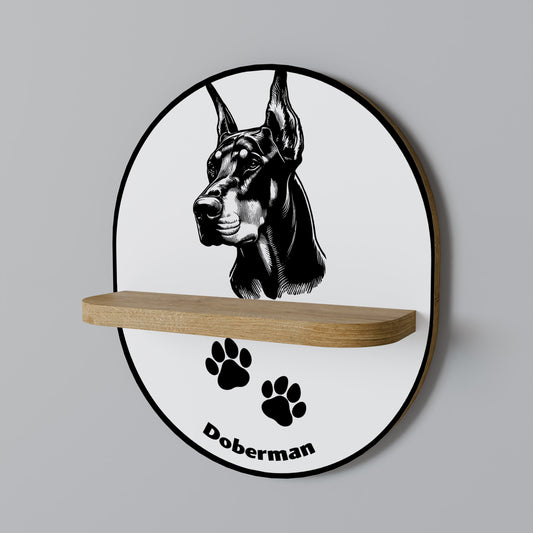 DOBERMAN DOG Oval konsthylla i ekeffekt