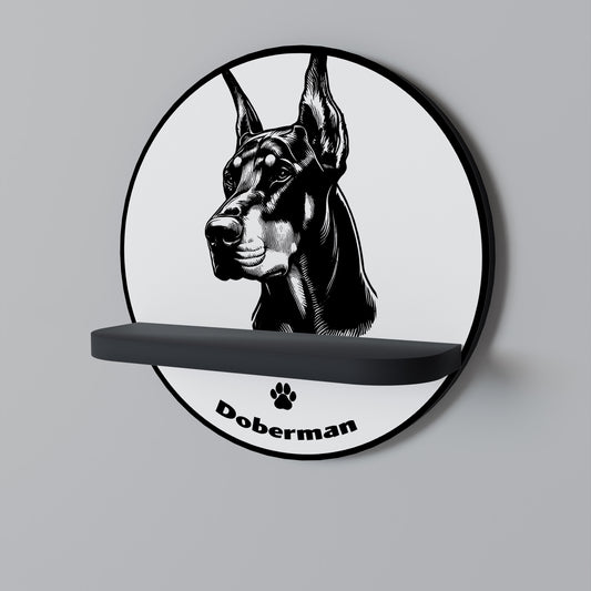 DOBERMAN DOG Rund konsthylla i svart finish