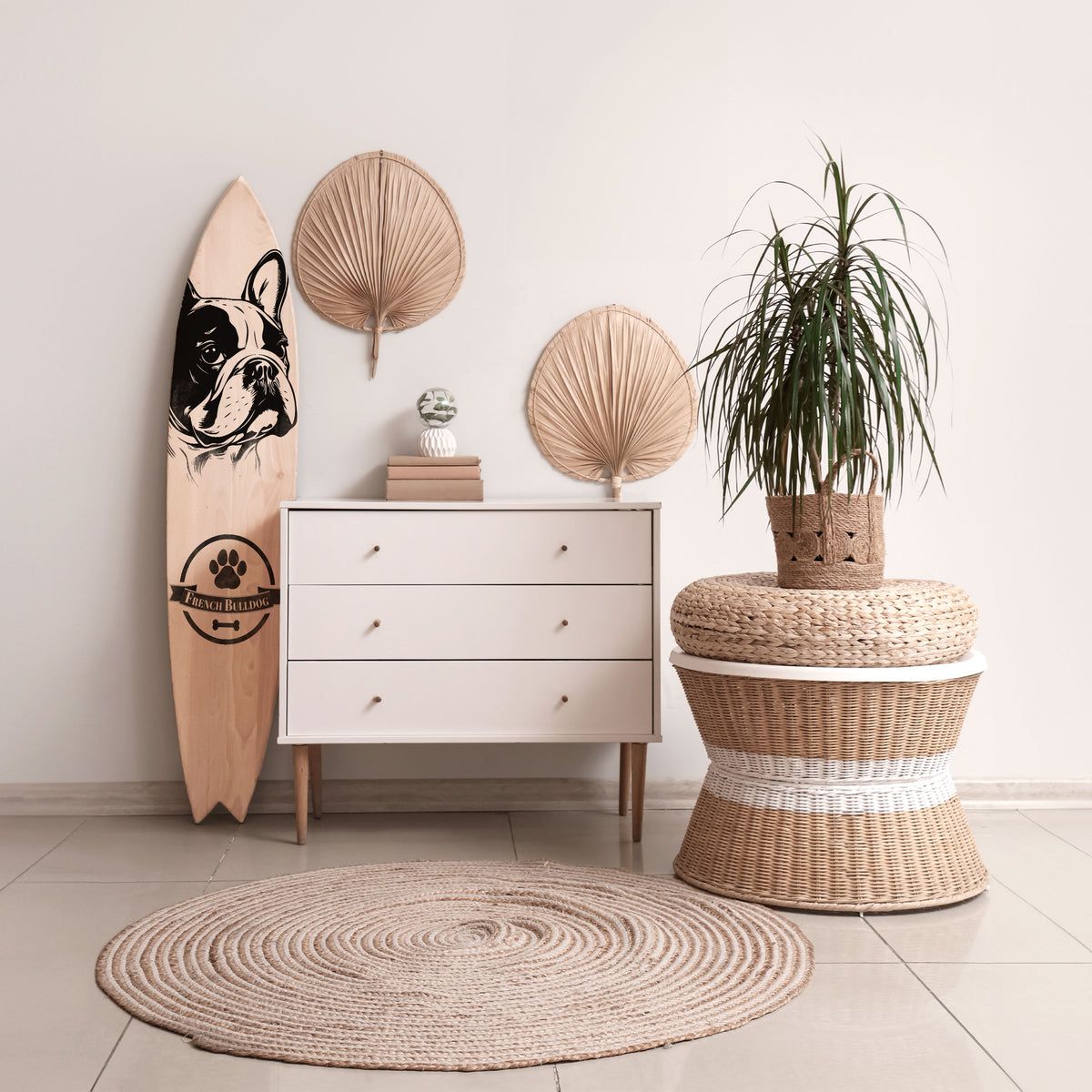 FRENCH BULLDOG Dekorativ Surfbräda