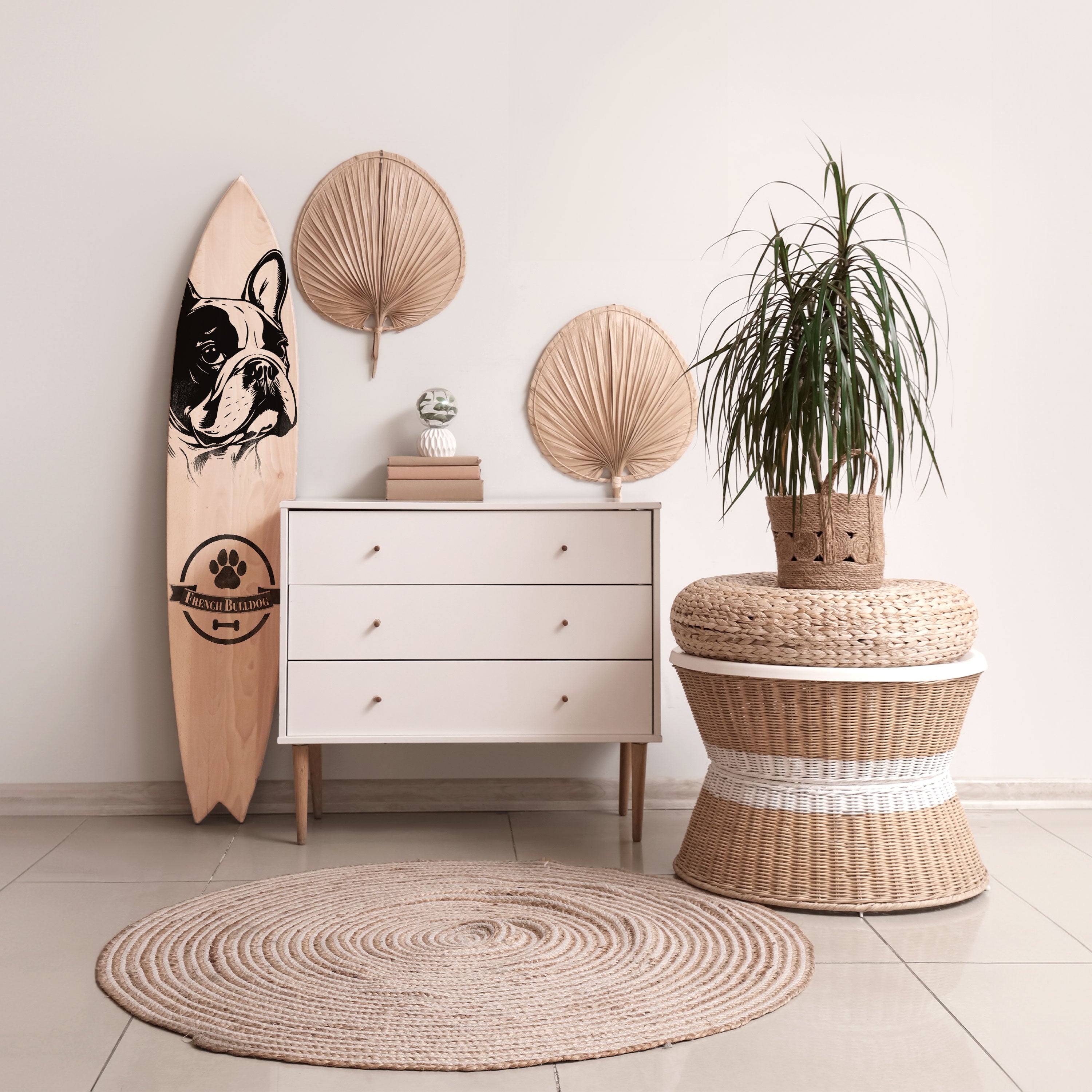 FRENCH BULLDOG Dekorativ Surfbräda