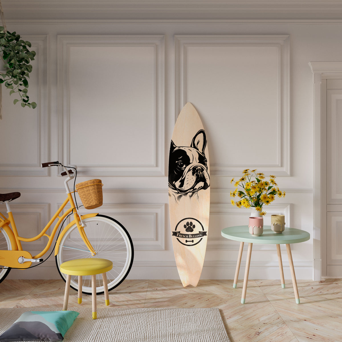FRENCH BULLDOG Dekorativ Surfbräda