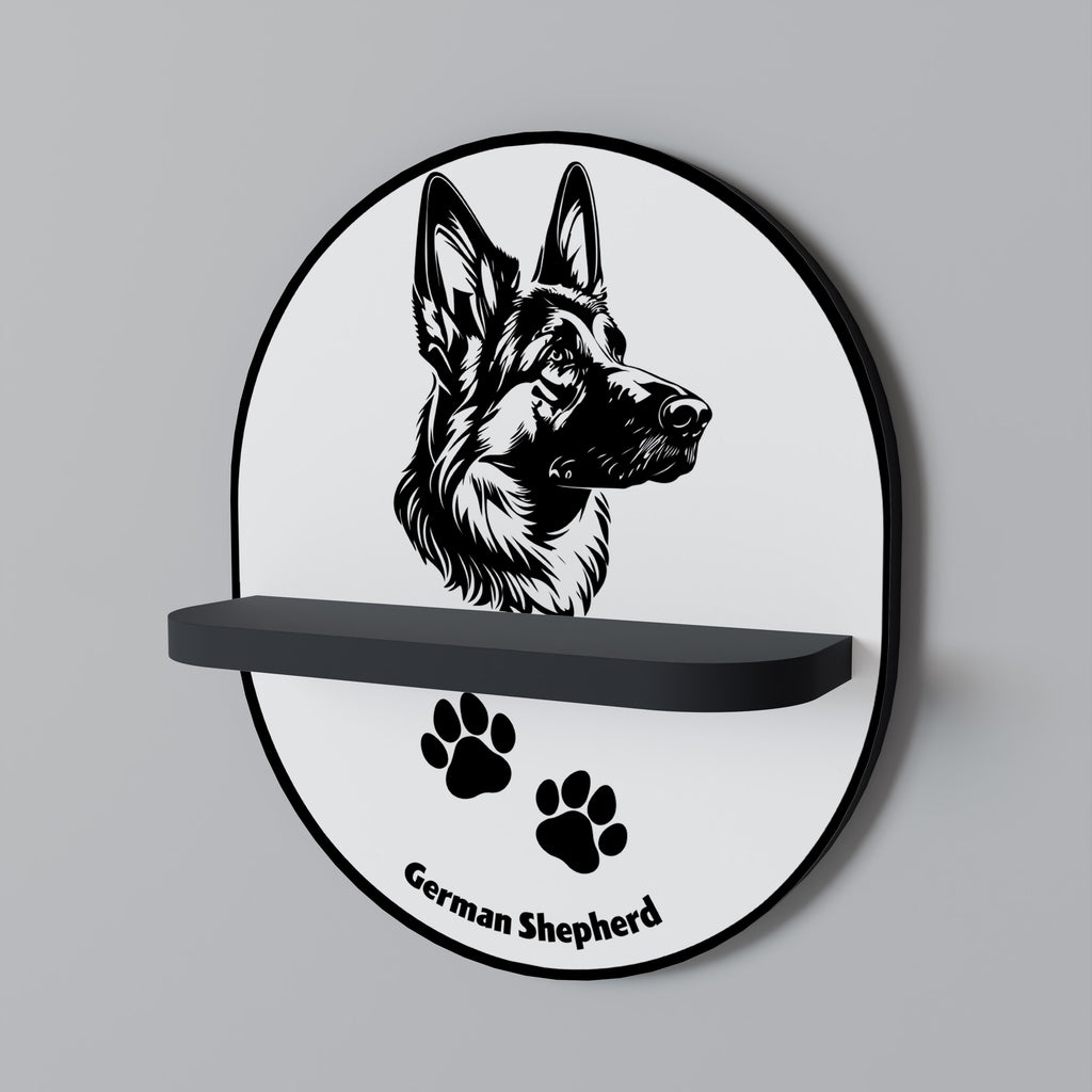 GERMAN SHEPARD Oval konsthylla i svart finish