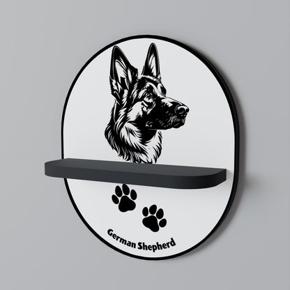 GERMAN SHEPARD Oval konsthylla i svart finish