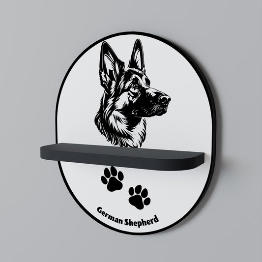 GERMAN SHEPARD Oval konsthylla i svart finish