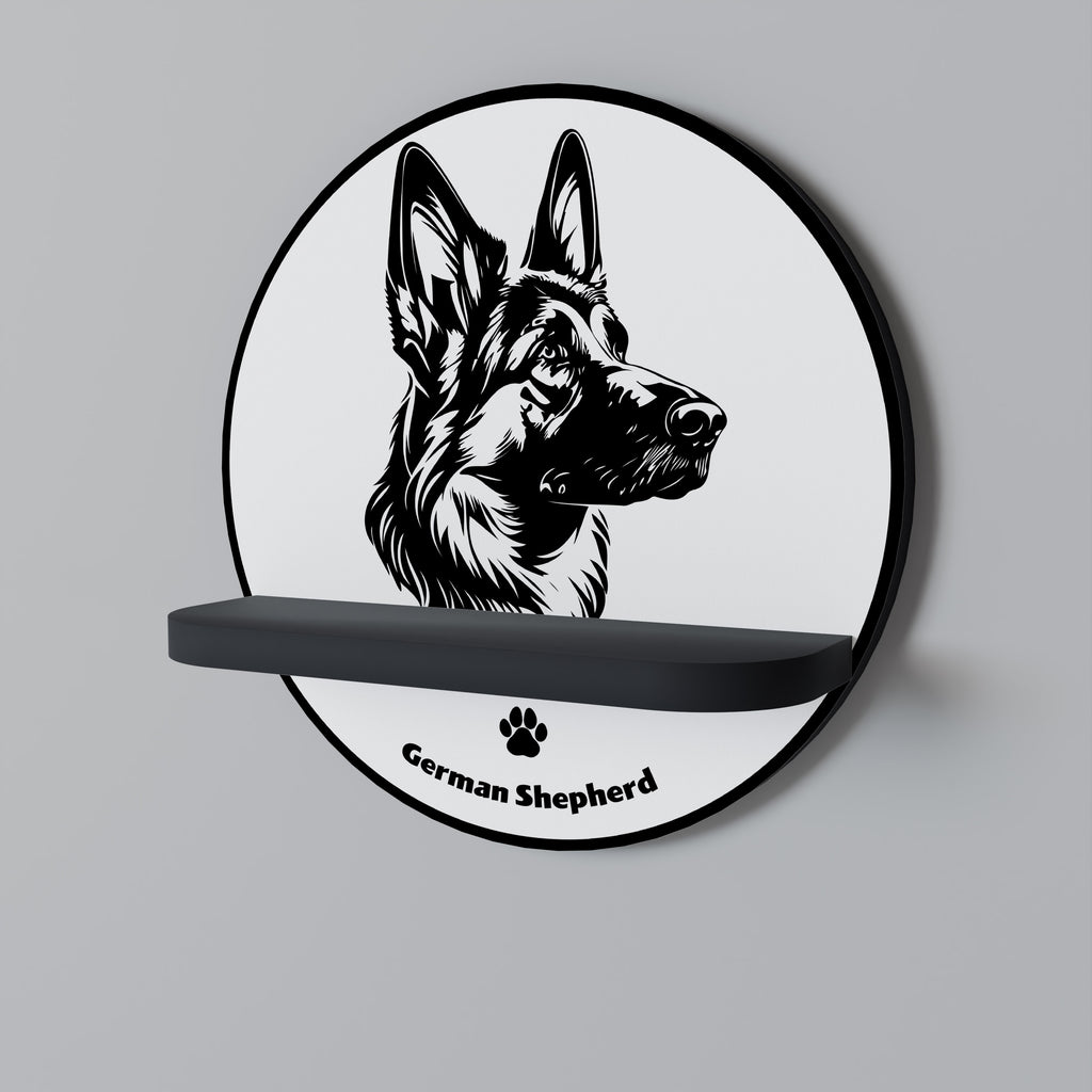 GERMAN SHEPARD Rund konsthylla i svart finish