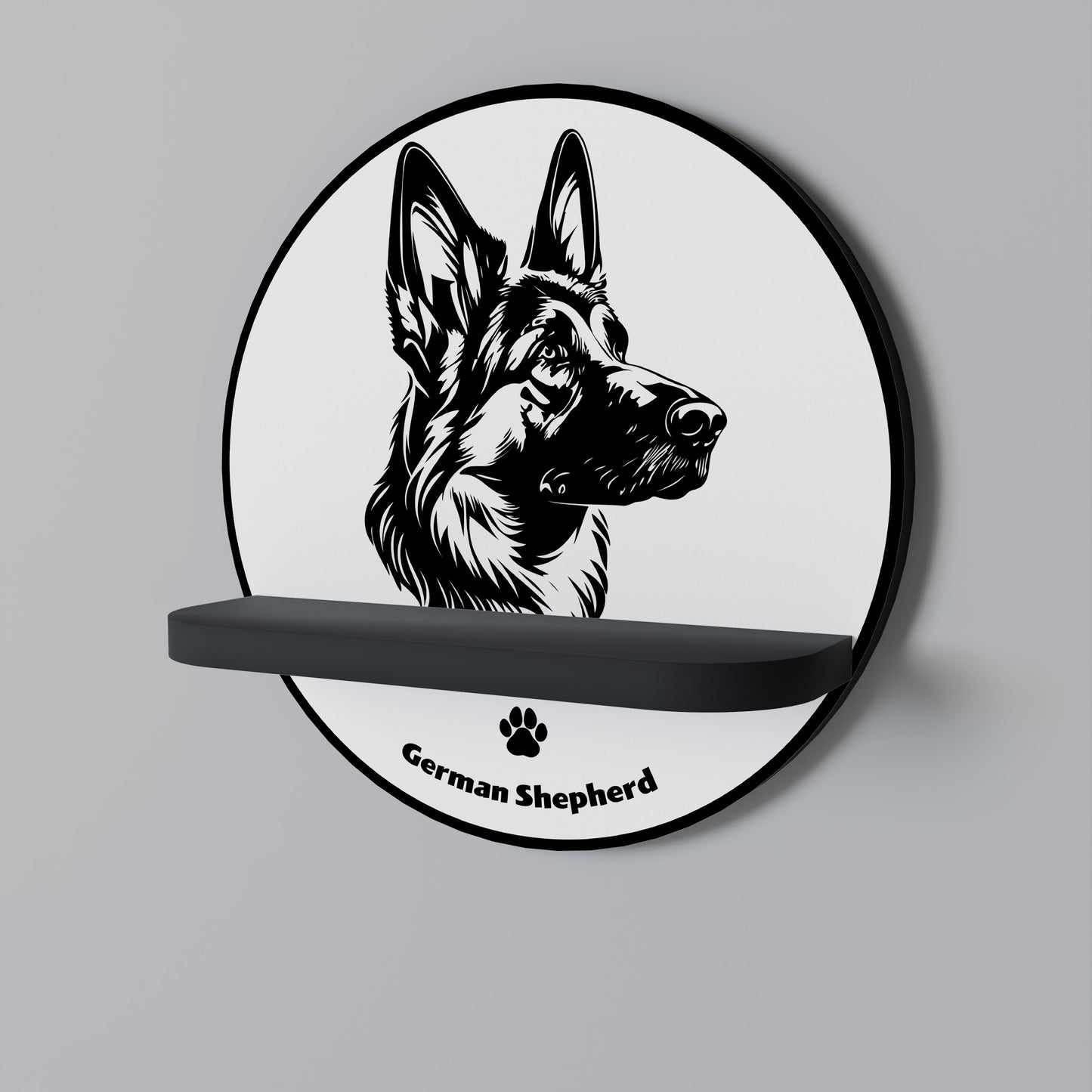 GERMAN SHEPARD Rund konsthylla i svart finish