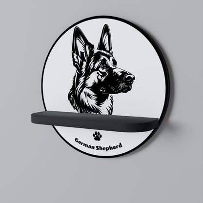 GERMAN SHEPARD Rund konsthylla i svart finish